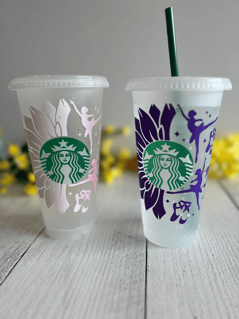 Colour Changing Butterfly Starbucks Cup with Straw & Lid