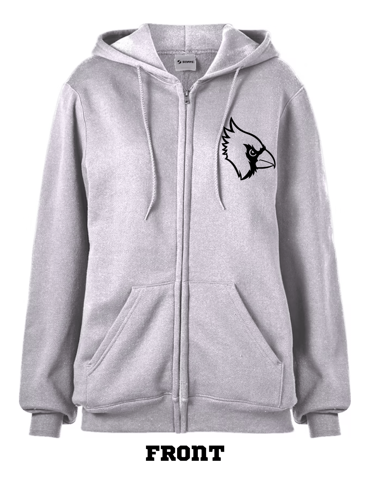 Cardinals Block Letter Zip Front Hoodie Beyond the Barre