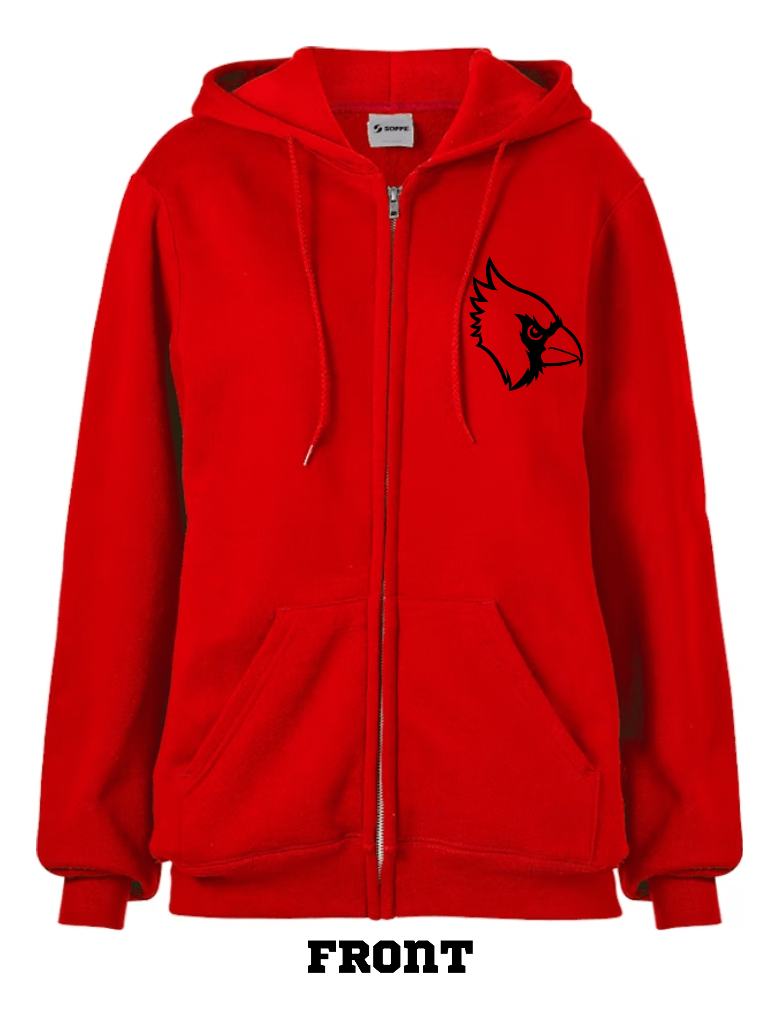 Cardinals Block Letter Zip Front Hoodie Beyond the Barre