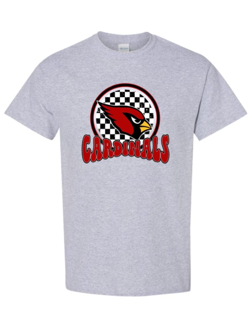 Cardinals Checkered Soft Style T-Shirt- Adult Beyond the Barre