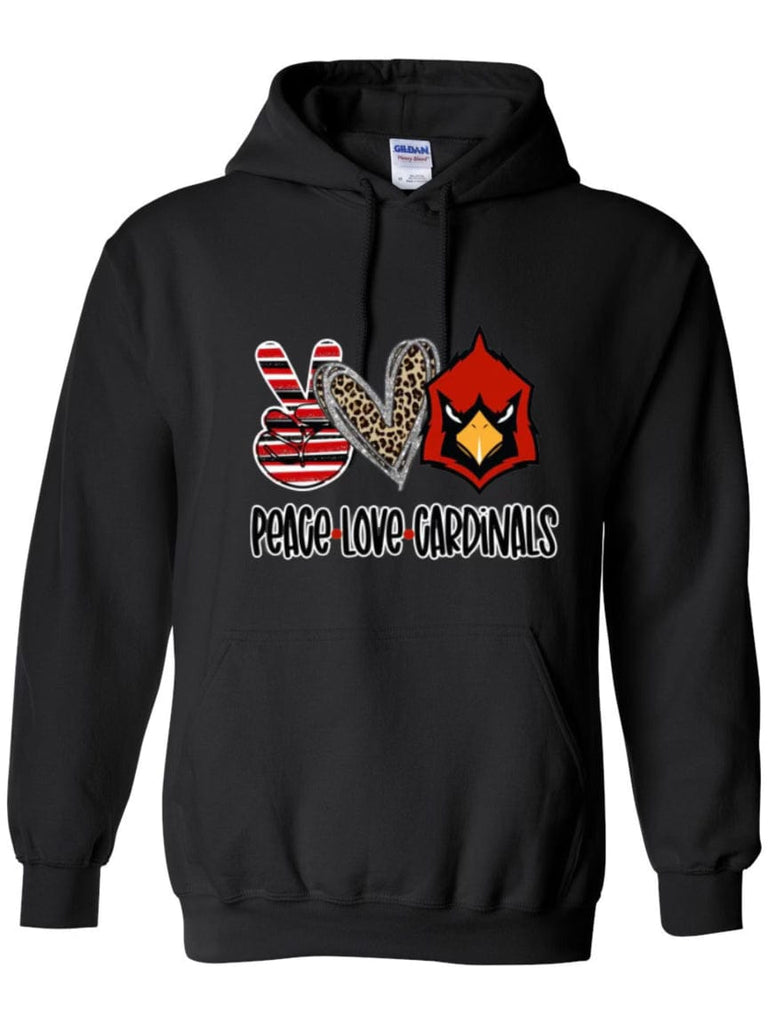 "Love, Peace, Cardinals" Pullover Hoodie-Adult Beyond the Barre