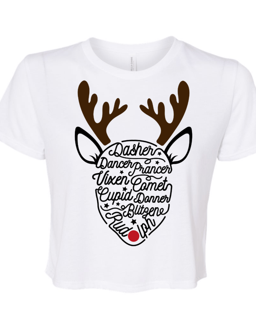 Reindeer Roll Call Cropped Tee – Bella + Canvas Beyond the Barre