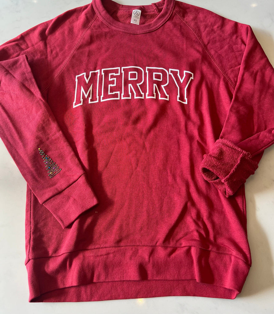Red "Merry" Adult Sweatshirt Beyond the Barre sweatshirt