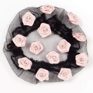 Dasha Designs - 2110 Satin Roses With Stones Bun Cover Dasha Designs