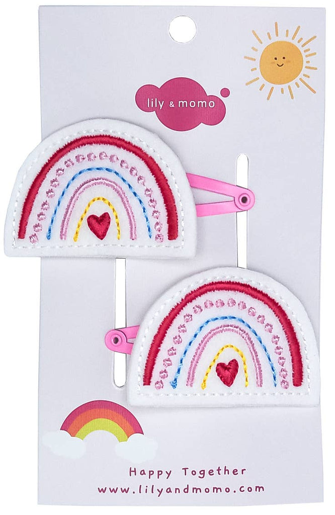 Lily and Momo - Heart Rainbow Hair Clips- Pastel Lily and Momo