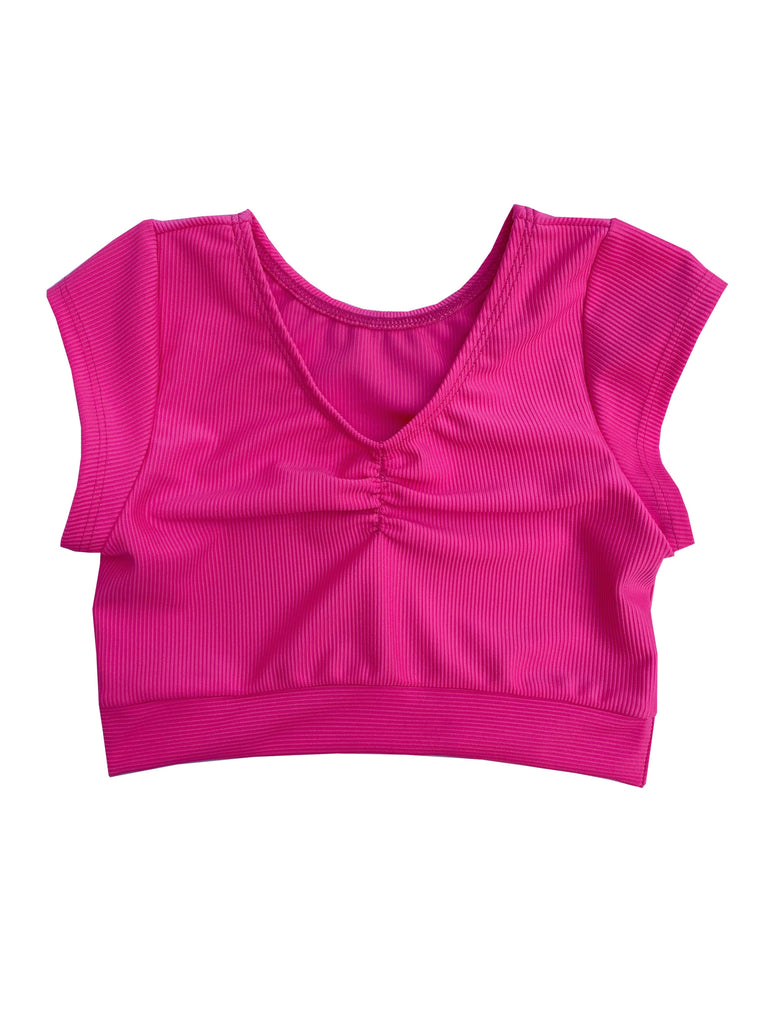 Whitney Deal Dancewear - Pink Ribbed Crop  | Dancewear for Girls: 10 Whitney Deal Dancewear
