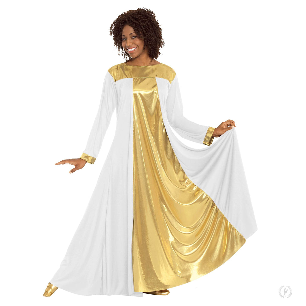 Eurotard Womens Praise Dress with Metallic Panels